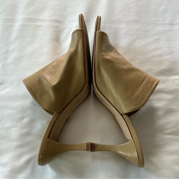 Free People Cara Beige Ruched Leather Square Toe Slip On Mules - Picture 8 of 11
